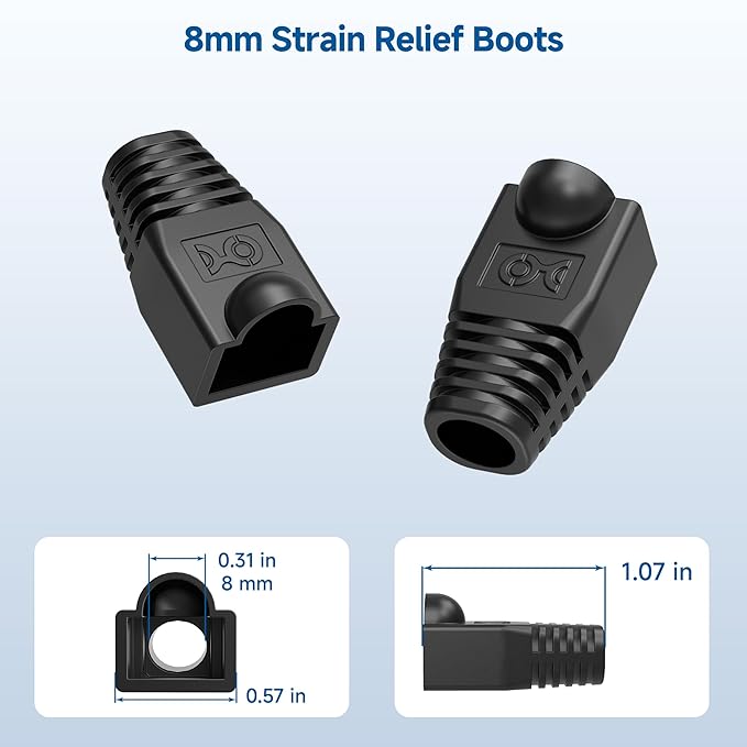 100PK RJ45 Snag Boot 8MM Bk FOR 22-2096
