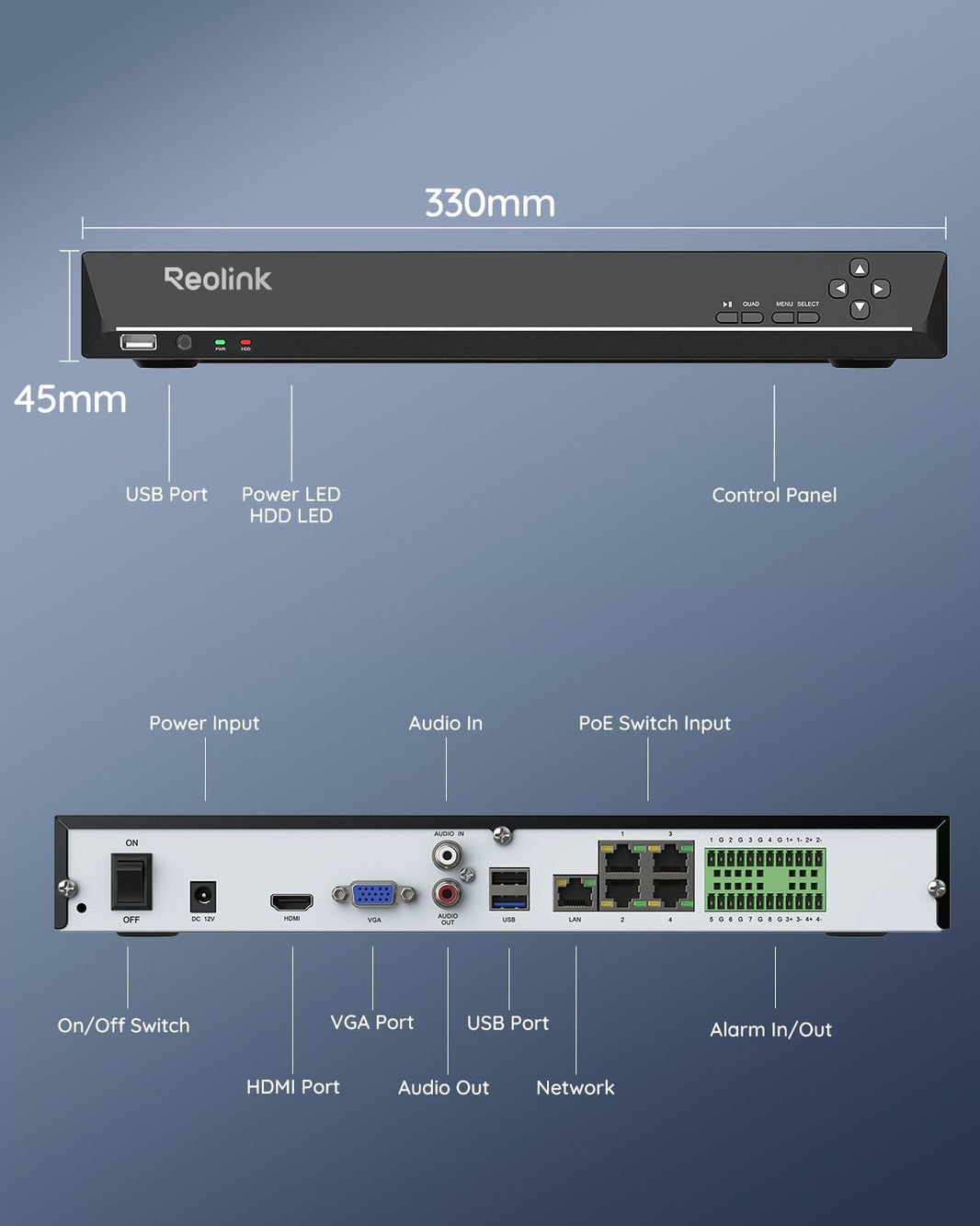 REOLINK 36CH NVR WITH ALARM IN/OUT 0HDD