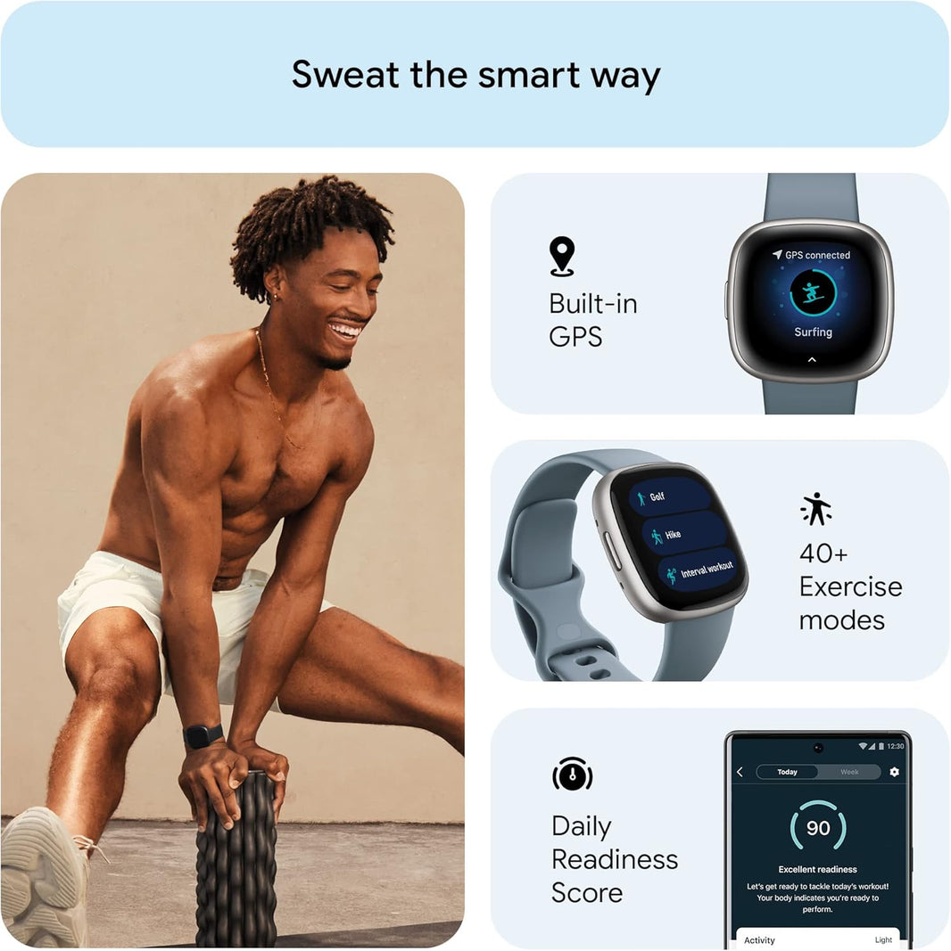 FitBit Versa 4Waterfall Blue/Platinum