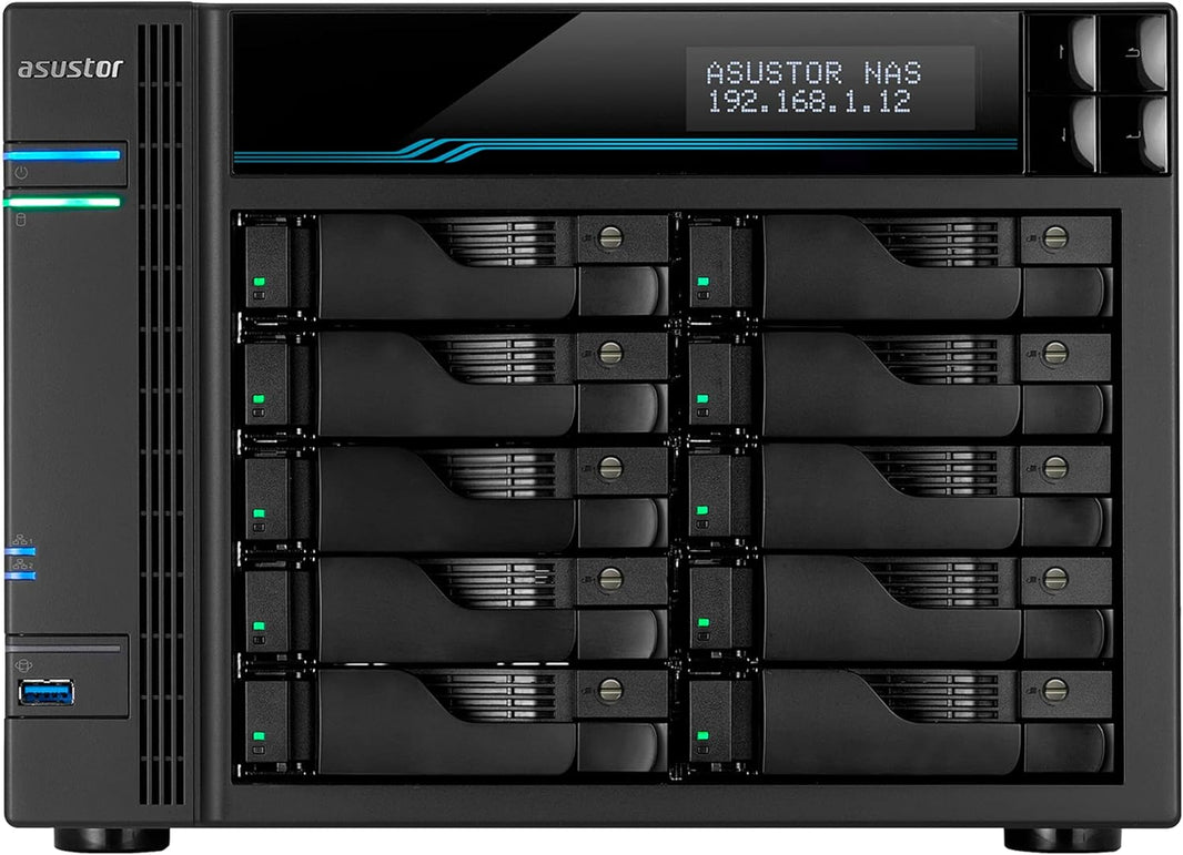 Asustor AS6510T 10 Bay NASIntel ATOM C3538 Quad-Core 8GB DDR4 10 GbE x 2 2.5 GbE x 2 USB 3.2 Ge