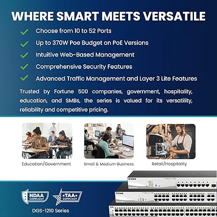 D-Link 28-Port Gigabit PoE+ Smart Switch including 4 SFP Ports