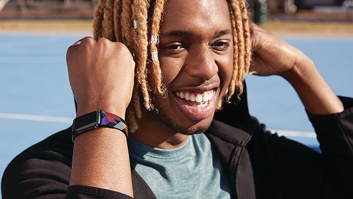 Fitbit Charge 5 & 6 Woven Band,Prism Pride,Small