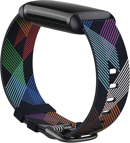 Fitbit Charge 5 Woven Band,Prism Pride,Large