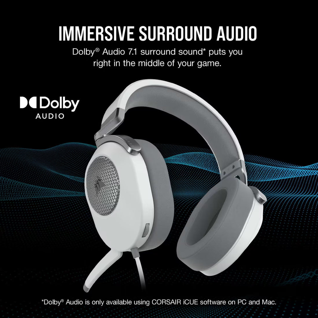 CORSAIR HS65 GAMING HEADSET WHITE WIRED
