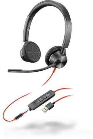 Poly Blackwire 3325, USB-A, Audio 3.5 mm, 20 Hz to 20 KHz, 94 dBSPL± 4 dB, 32 Ohm
