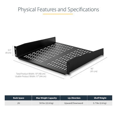 StarTech.com 2U 16" Rack Mount Shelf