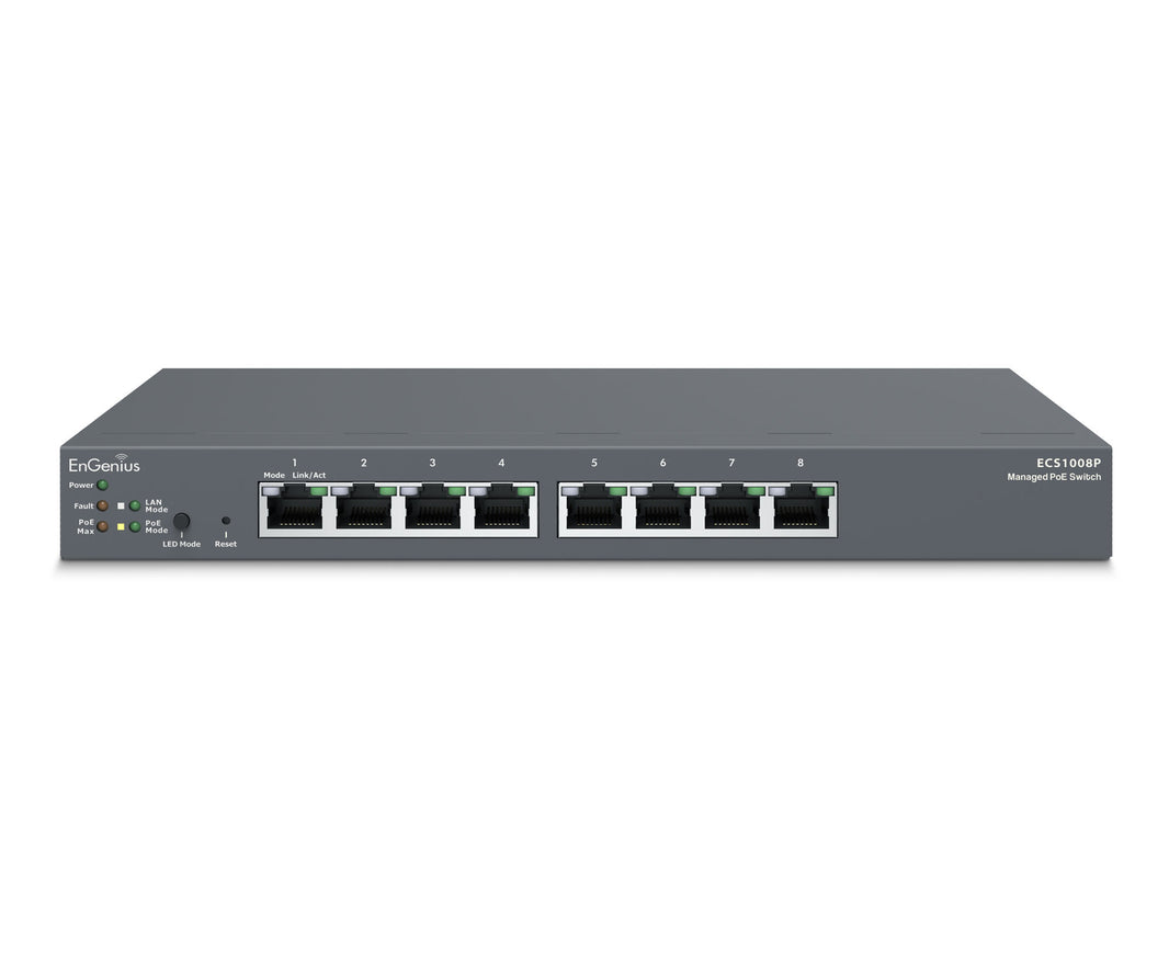 EnGenius ECS1008P Cloud Managed Gigabit 55W 8 Port PoE Switch