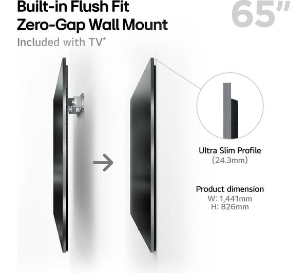 LG G54 65 inch OLED with Wall Mount