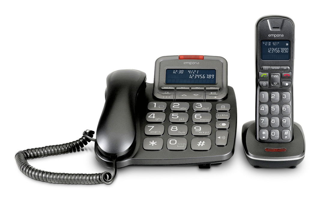 Emporia TALKHOME Combi TH-21ABB Combination DECT Corded Telephone - Black/Silver