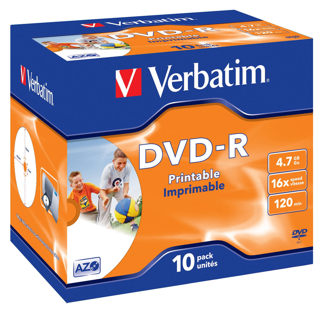 Verbatim DVD-R 16x Printable 10pk J/C