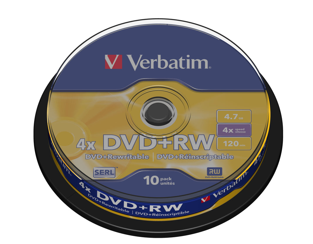 Verbatim DVD+RW Matt Silver 10pk Spindle