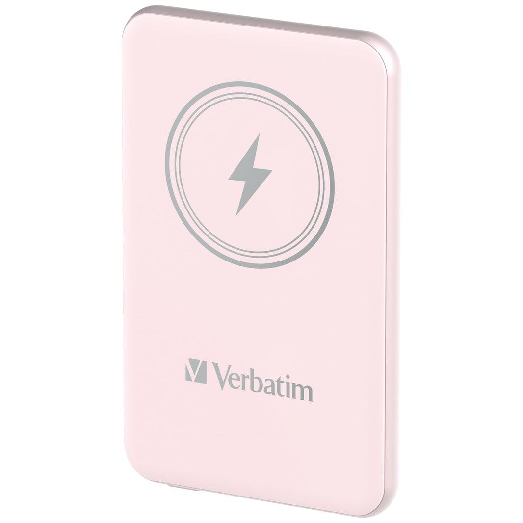 Verbatim Charge 'n' Go Power Bank 5000mAh Magnetic Wireless Charging - Pink