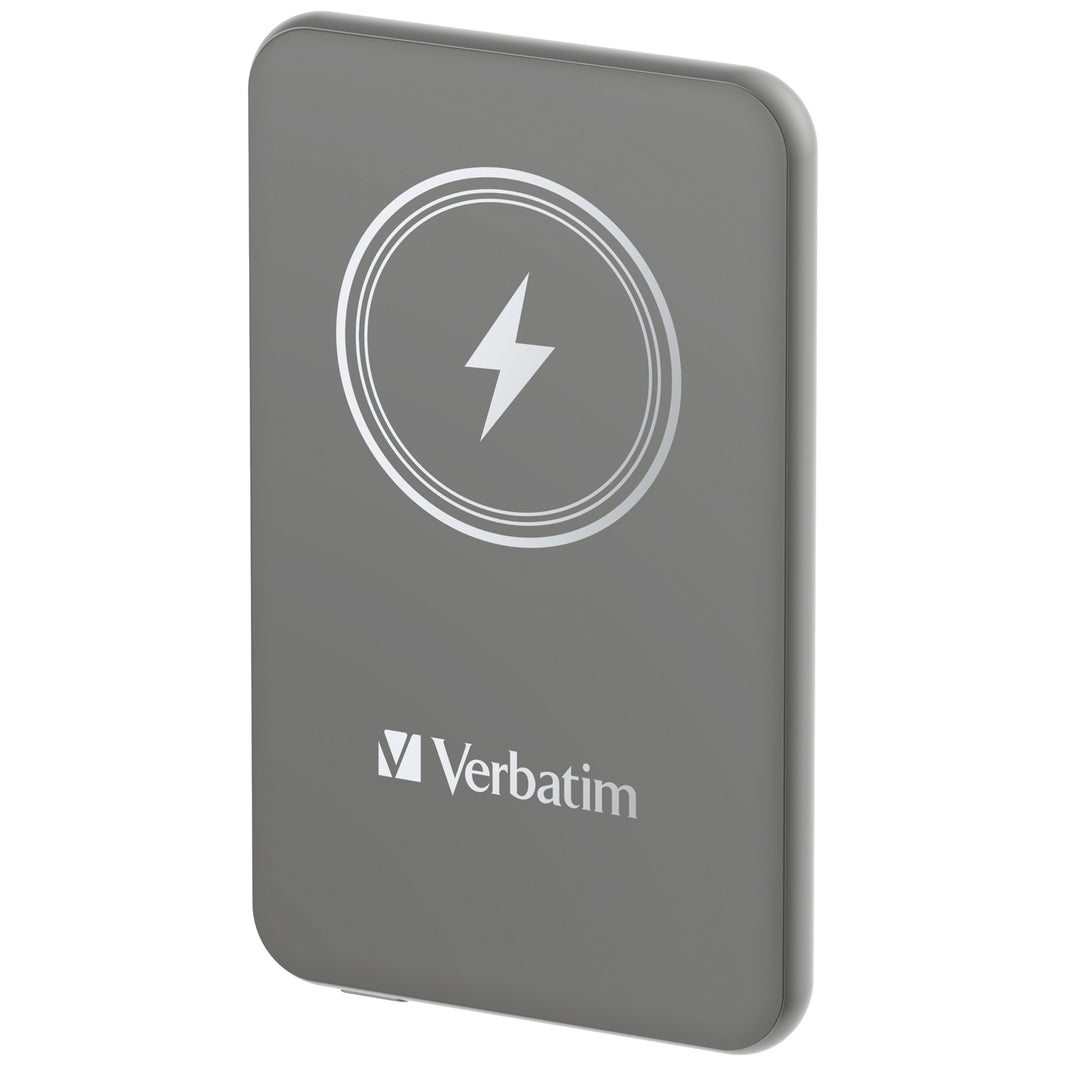 Verbatim Charge 'n' Go Power Bank 5000mAh Magnetic Wireless Charging - Grey