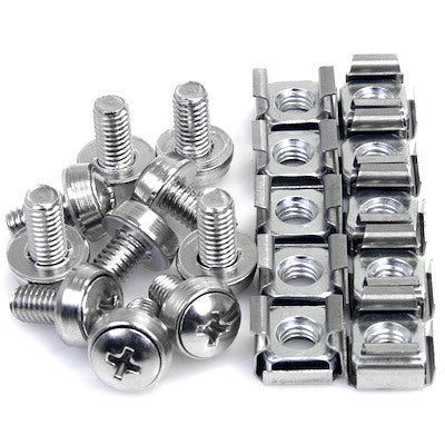StarTech M6 Mounting Screws and Cage Nuts for Server Rack Cabinet (50 Pkg)