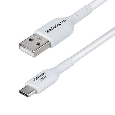 2M WHITE USB-A TO USB-C CHARGING CABLE