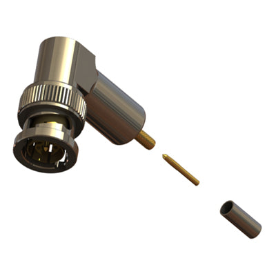 Cablenet 100 Pack Right-Angle BNC Crimp Connector for RG179 Coaxial Cable (Turned)
