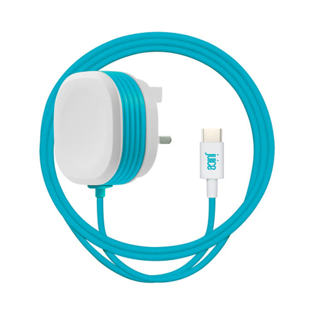 Juice Mains UK to USB-C 2.4A Charger White/Blue