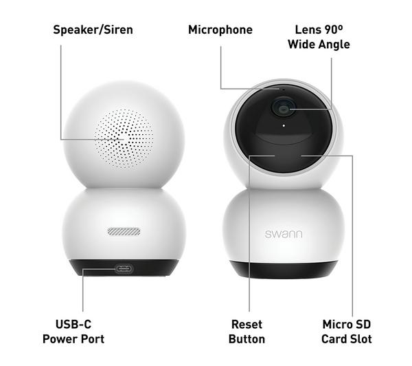 Swann SWIFI-SE2KPT-EU security camera Spherical IP security camera Indoor 2560 x 1440 pixels Wall