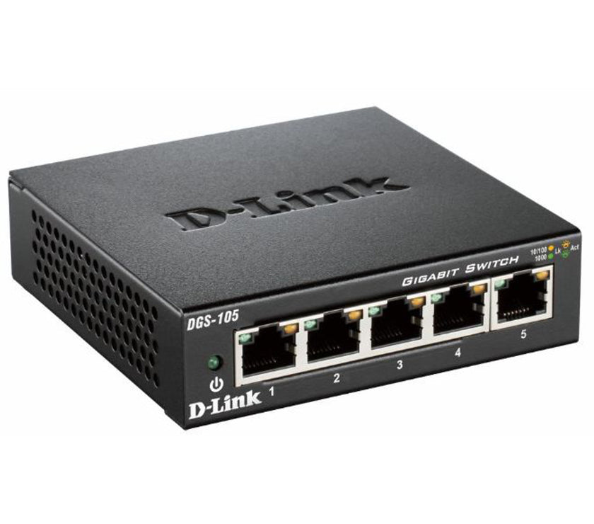 D-Links 5-port 10/100/1000 Gigabit Metal Housing Desktop Switch