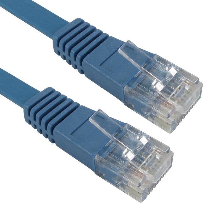 Cables Direct 0.5m Cat5e Flat Network Cable – Blue