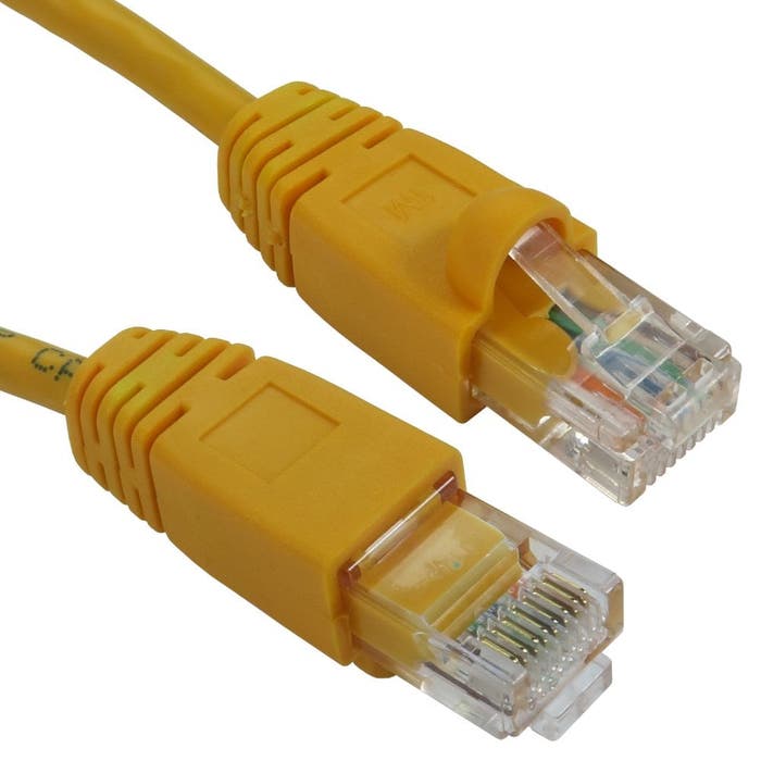 Cables Direct 2m Snagless Cat5e Network Cable – Yellow