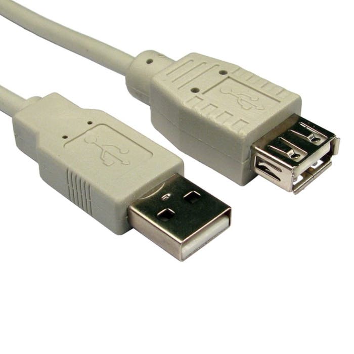 Cables Direct 5m USB2.0 Type A (M) to Type A (F) Extension Cable - Beige