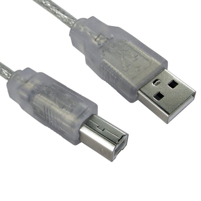 Cables Direct USB 2.0 A to B Cable – 1.8m Clear