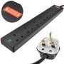 Cables Direct 6-Way Surge Protected Extension Lead – 5m (Black)
