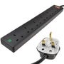 Cables Direct 6-Way Surge Protected Extension Lead – 5m (Black)