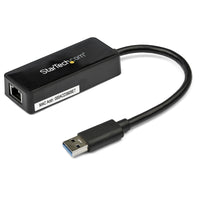USB 3.0 to Gigabit Ethernet Adapter NIC w/ USB Port - Black