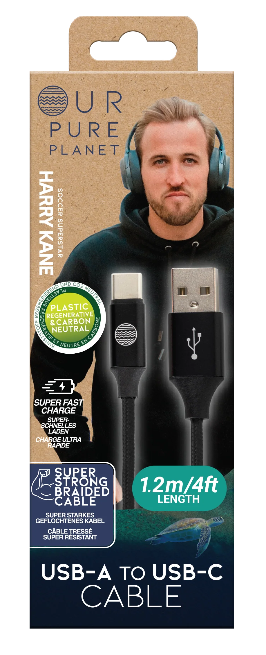 OUR PURE PLANET USB-A TO USB-C CABLE 1.2M