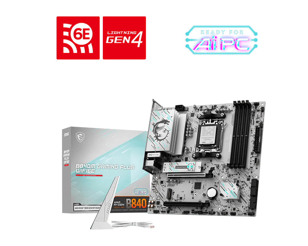 MSI B840M GAMING PLUS WIFI6E (AM5, Micro-ATX Motherboard)