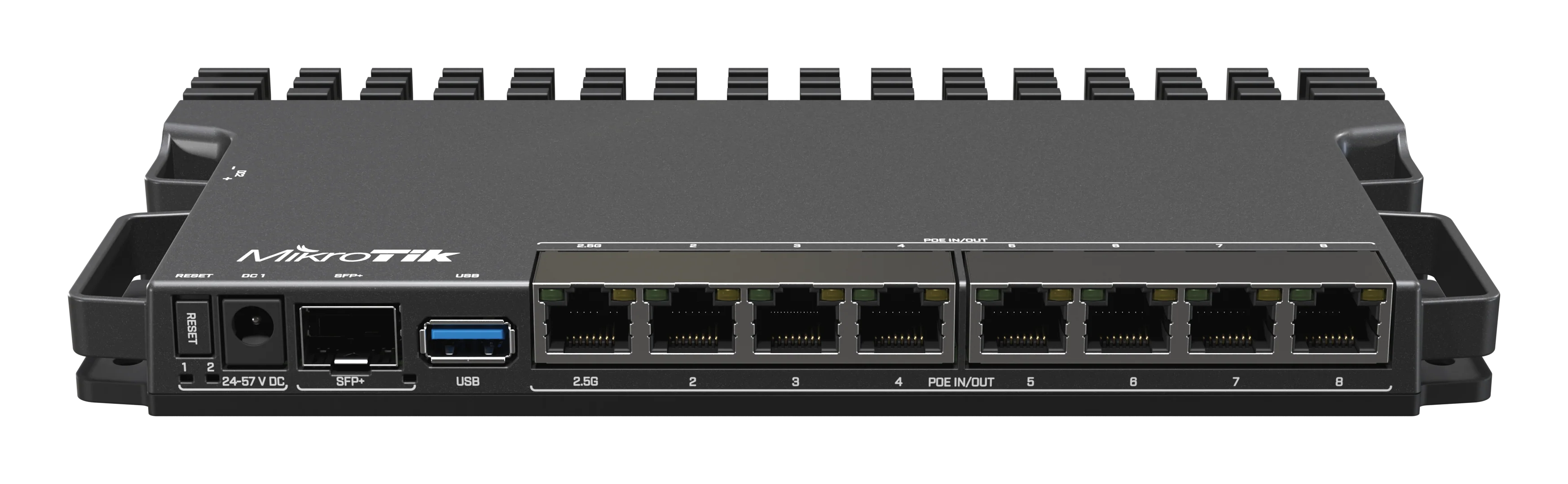 MikroTik RB5009 router with PoE-in and PoE-out on all ports, 2.5 Gigabit Ethernet & 10 Gigabit SFP+