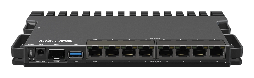 MikroTik RB5009 router with PoE-in and PoE-out on all ports, 2.5 Gigabit Ethernet & 10 Gigabit SFP+