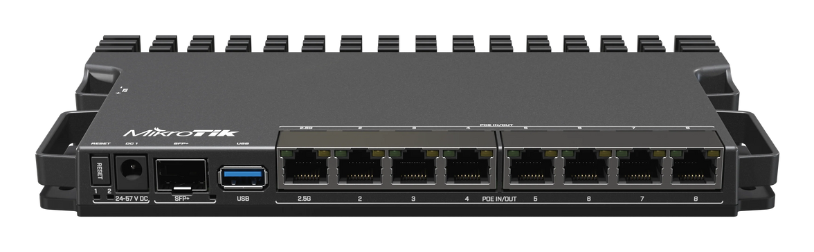 MikroTik RB5009 router with PoE-in and PoE-out on all ports, 2.5 Gigabit Ethernet & 10 Gigabit SFP+