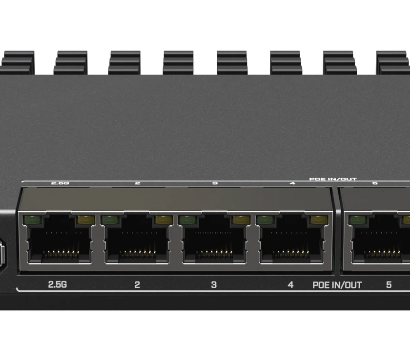 MikroTik RB5009 router with PoE-in and PoE-out on all ports, 2.5 Gigab