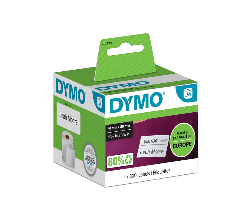 LW Sml Name Badge Labels White Rem 41x89