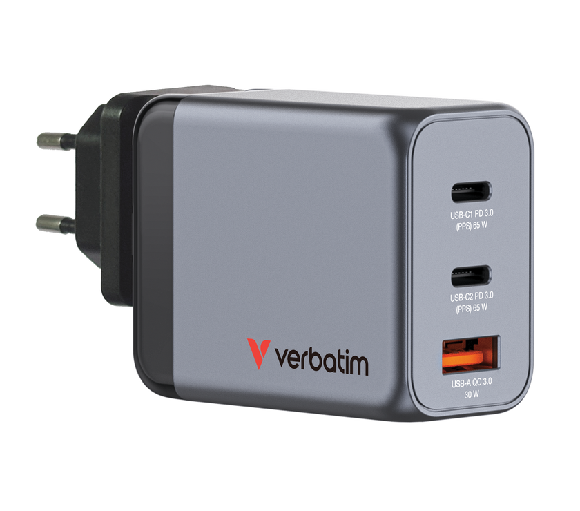Verbatim 65W 3-Port GaN Wall Charger
