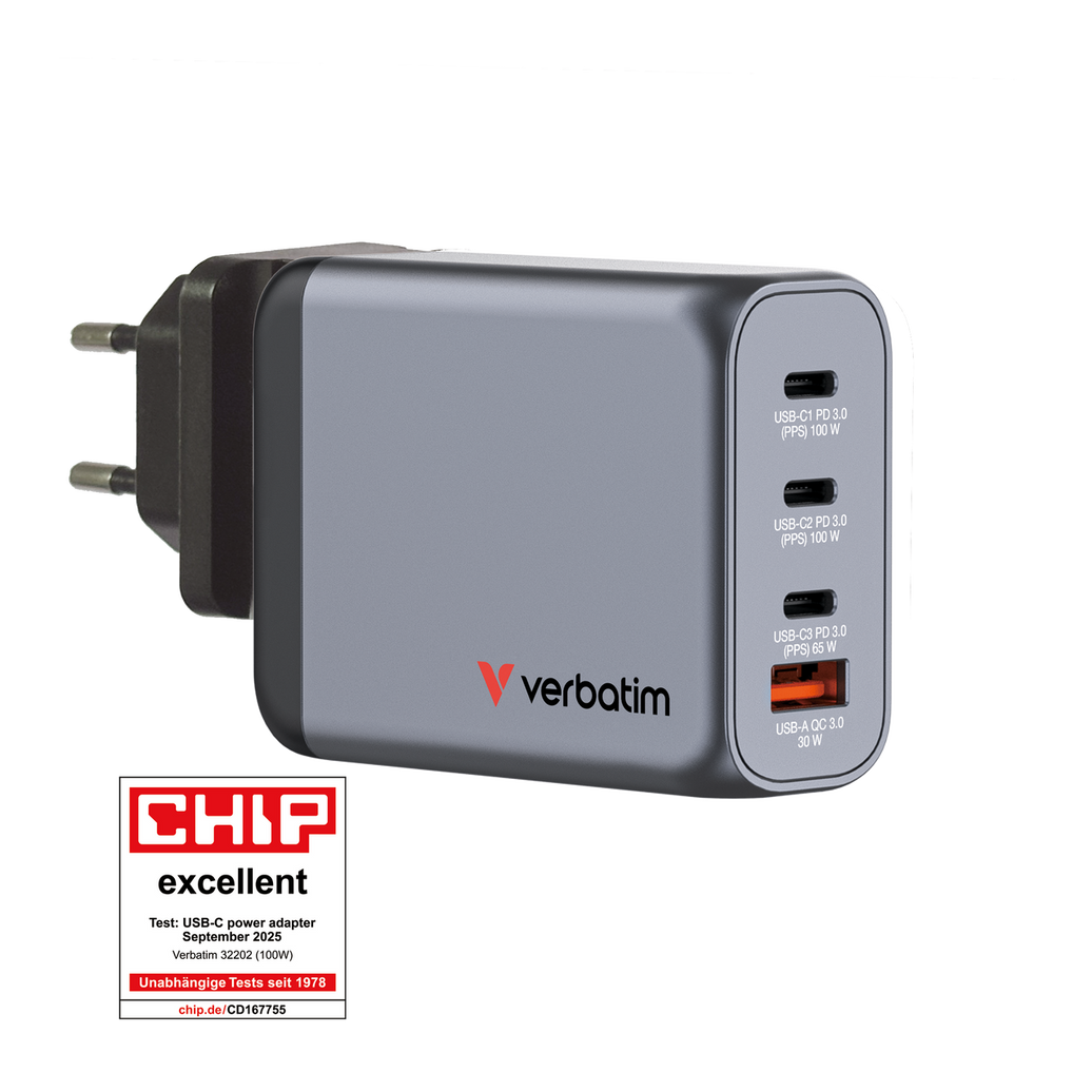 Verbatim GNC-100 GaN Charger 4 100W USB