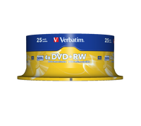 Verbatim DVD+RW 25PK Matt Silver
