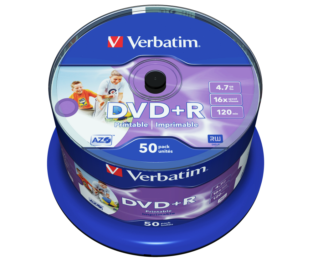 Verbatim DVD+R 16x Wide Printable 50pk