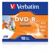 Verbatim DVD-R 16x Printable 10pk J/C