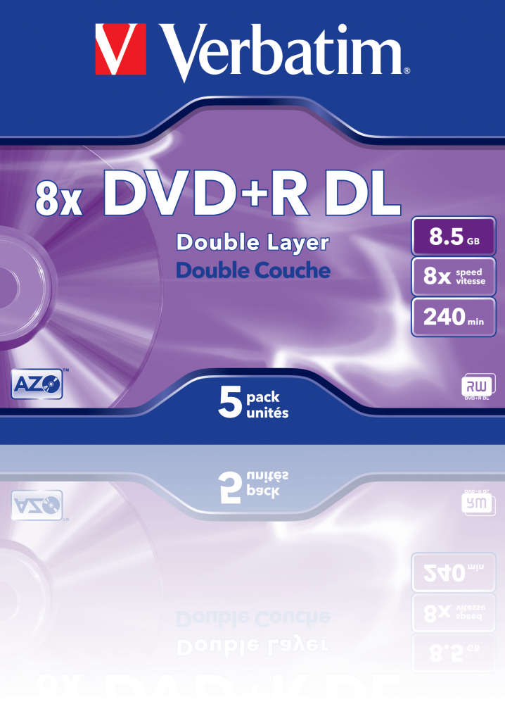 Verbatim DVD+R 8x D/L 5pk JC