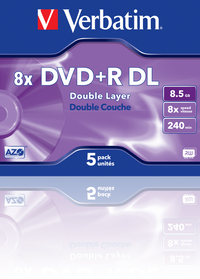 Verbatim DVD+R 8x D/L 5pk JC