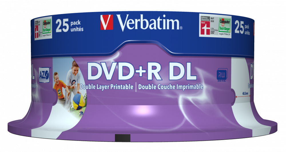 Verbatim DVD+R 8x D/L Printable 25pk