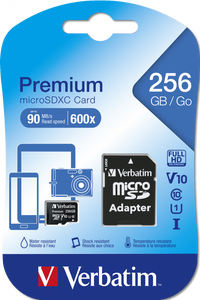 Verbatim Premium U1 MicroSDXC Card 256GB + Adapter