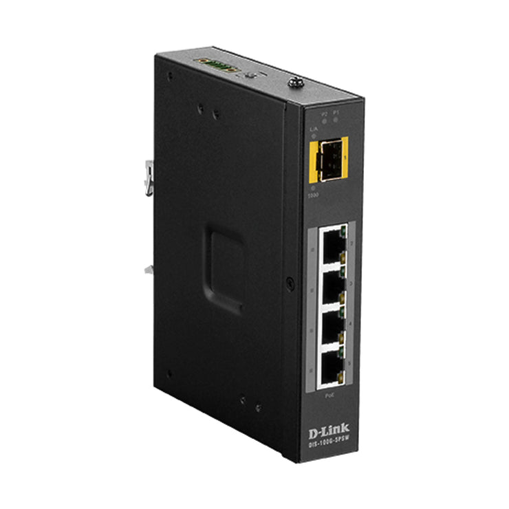 5 Port Unmanaged Switch with 4 x 10/100/1000BaseT(X) ports (4 PoE) & 1 x 100/1000BaseSFP ports