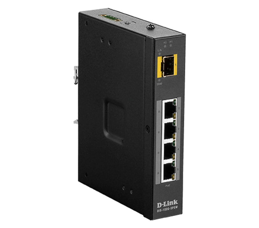 D-Link DIS‑100G‑5PSW Unmanaged L2 Gigabit Ethernet (10/100/1000) Power over Ethernet (PoE) Black