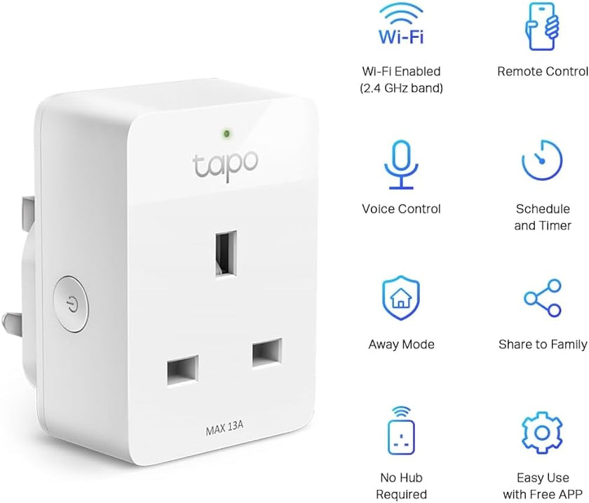 TP-Link Tapo P105 V2 - Smart plug - mini - wireless - 802.11b g n Bluetooth 4.2 - 2.4 Ghz