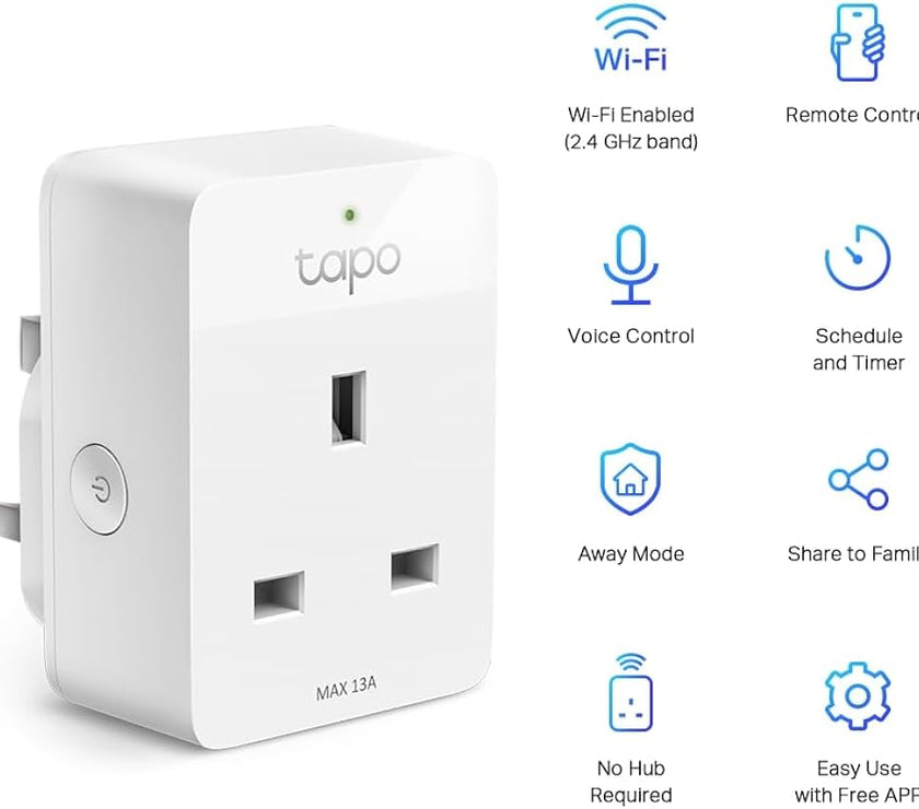 TP-Link Tapo P105 V2 - Smart plug - mini - wireless - 802.11b g n Bluetooth 4.2 - 2.4 Ghz